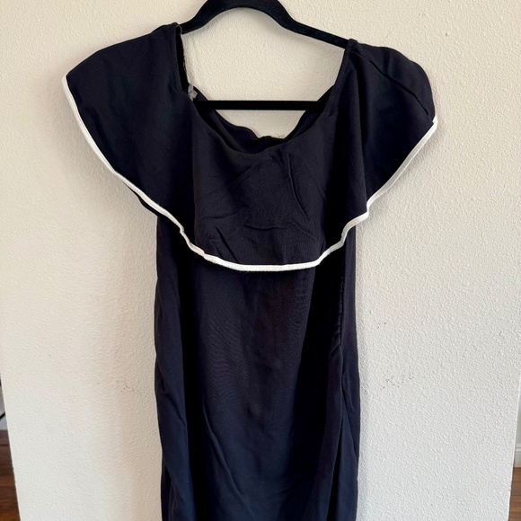 Pinkblush Dresses & Skirts - Pinkblush Black Off-Shoulder Ruffle Dress with White Piping - Size M